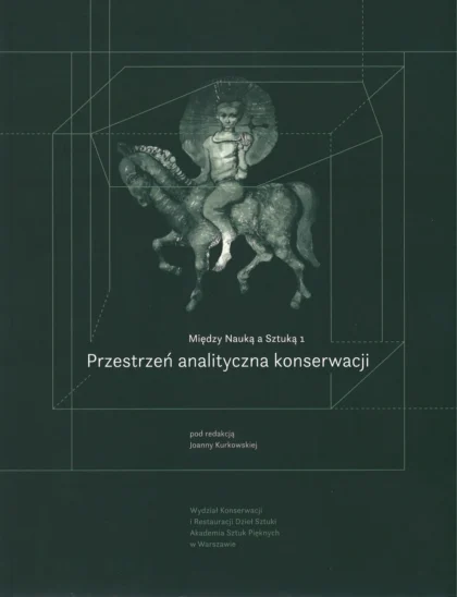 Na ciemnozielonym tle przedstawiono fragment witraża Apokalipsa oraz tytuł publikacji