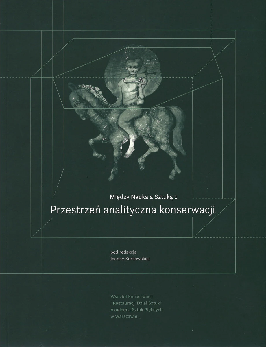 Na ciemnozielonym tle przedstawiono fragment witraża Apokalipsa oraz tytuł publikacji