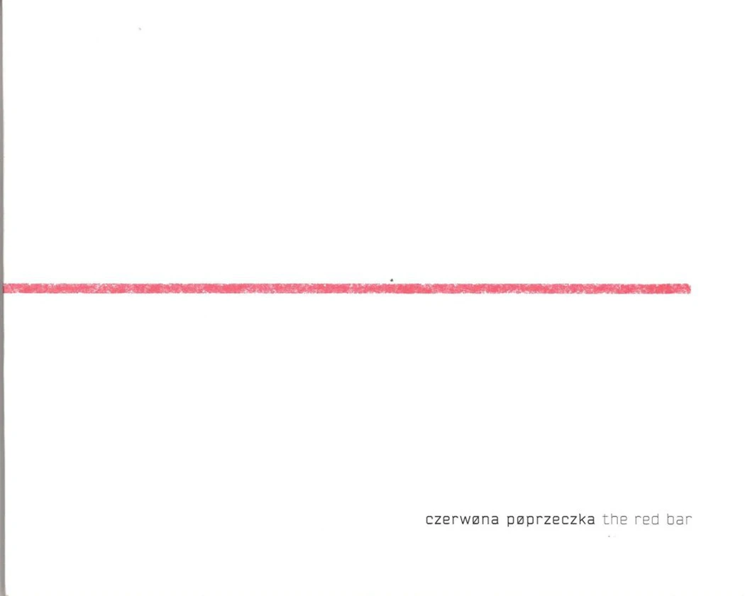 Na białym tle widnieje pozioma czerwona kreska