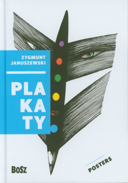 Na białym tle widać ciemną grafikę imitującą oczy oraz kilka kolorowych kropek