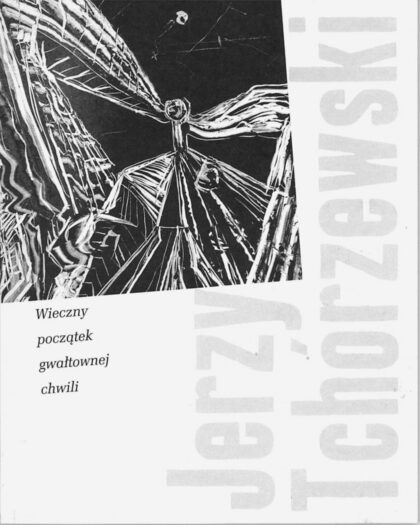 Na białym tle, w górnym lewym rogu, widać czarno-białą grafikę