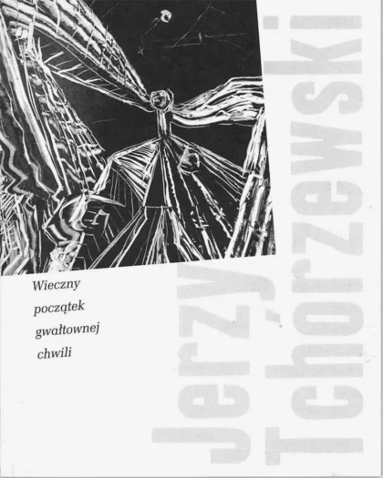 Na białym tle, w górnym lewym rogu, widać czarno-białą grafikę