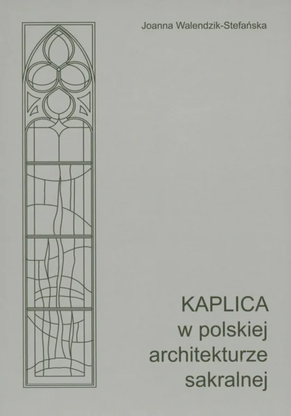 Szara okładka z umieszczoną po lewej stronie smukłą grafiką okna witrażowego
