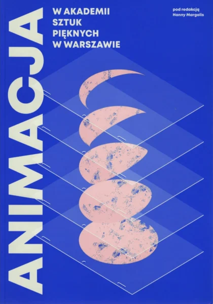 Na niebieskim tle widnieją kształty w rzucie izometrycznym przypominające pojedyncze klatki animacji