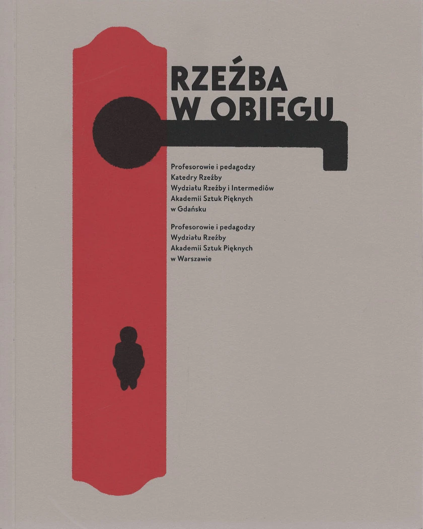 Jasna okładka z tytułem, na której znajduje się grafika przypominająca klamkę od drzwi