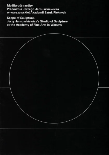 Na czarnym tle widnieje biały tytuł oraz duży okrąg z poziomymi liniami